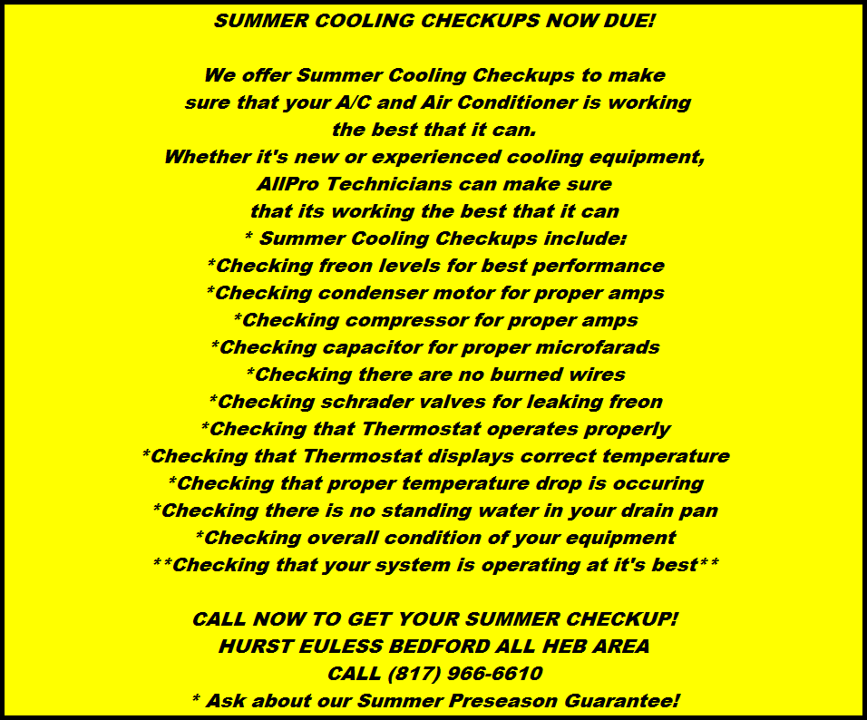 Call now for your Summer Cooling Checkup!